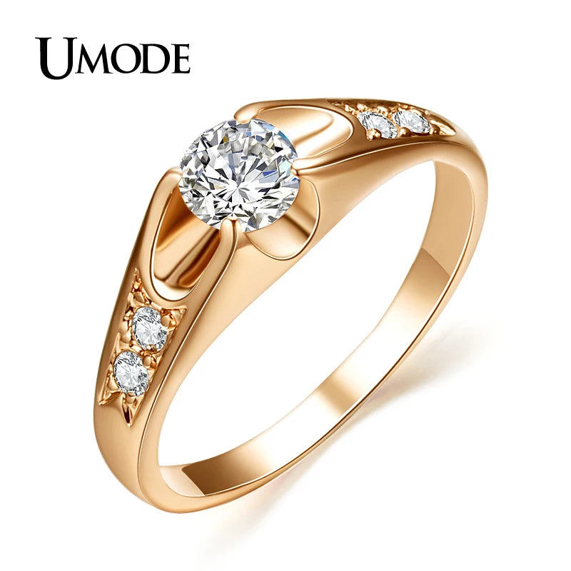UMODE Rose Gold Color Mounting anel feminino aneis bijoux 0.5 ct Zirconia Engagement Jewelry Rings JR0064A UMODE Rose Gold Color Mounting anel feminino aneis bijoux 0.5 ct Zirconia Engagement Jewelry Rings JR0064A